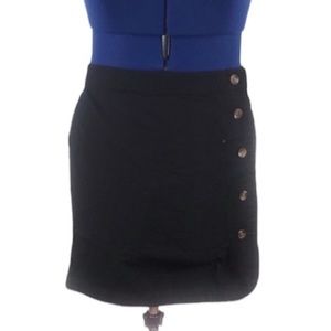 New BP 4X‎ retro black asymmetrical brown buttons 100% cotton mini A line skirt